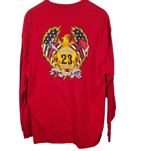 Firehouse Red Long Sleeve Tee. Oak Cliff 23. Firefighters. 2XL.  B0026 - Picture 5 of 10